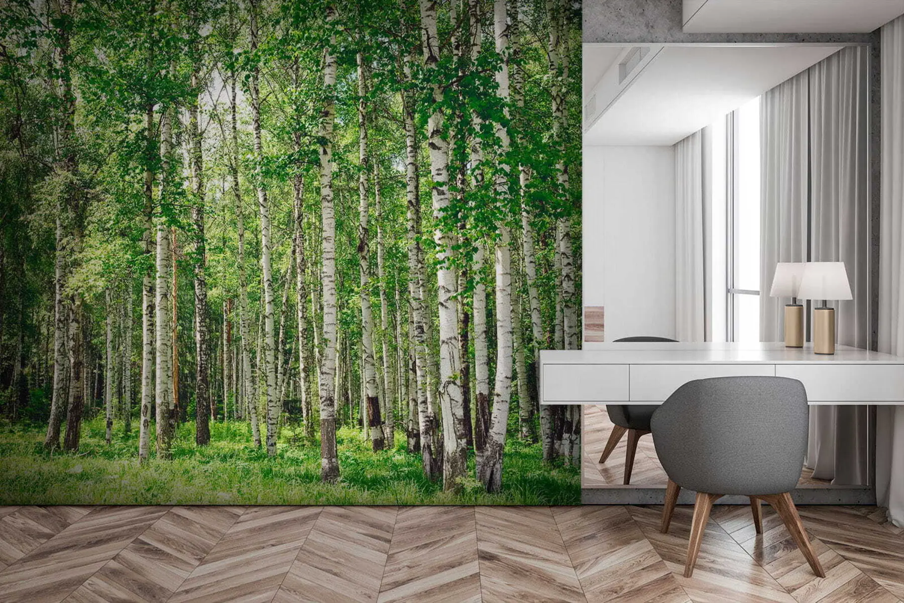 Papier peint Forêt de bouleaux u52530
