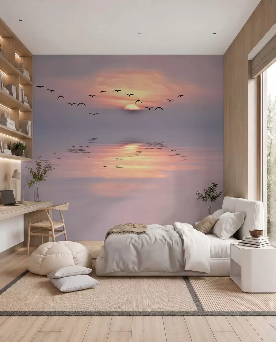 Papier peint Mouettes au coucher du soleil u53413