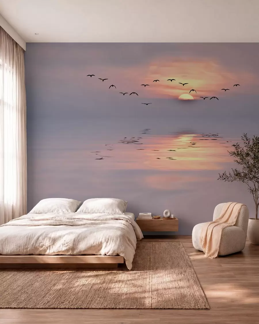 Papier peint Mouettes au coucher du soleil u53413