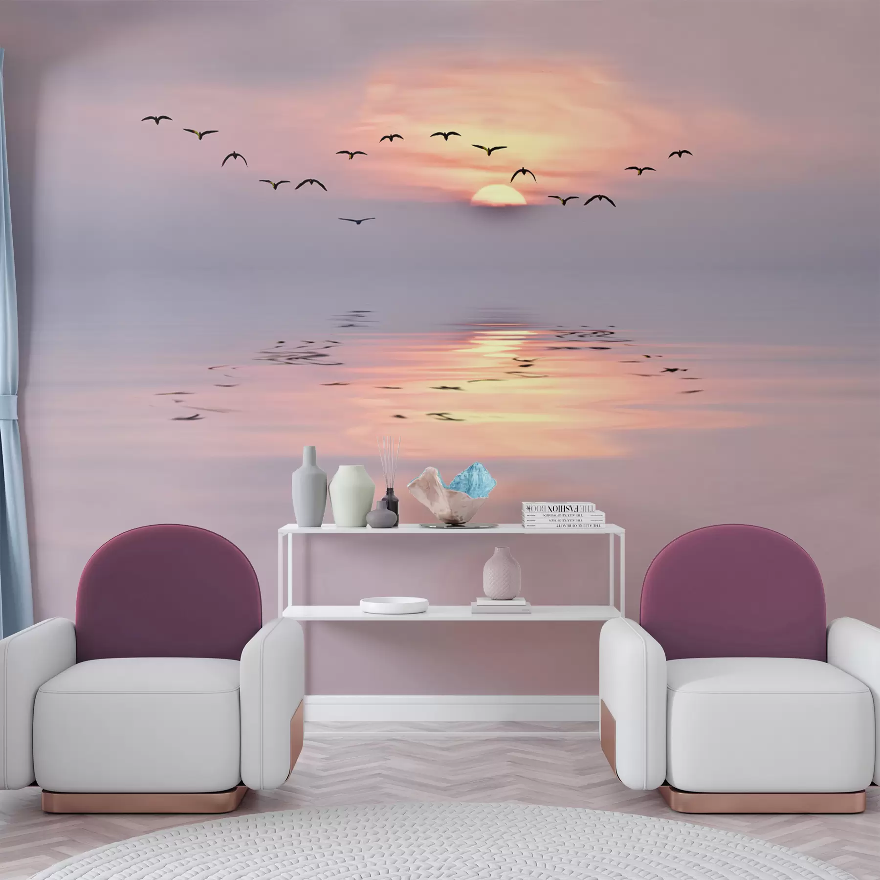 Papier peint Mouettes au coucher du soleil u53413