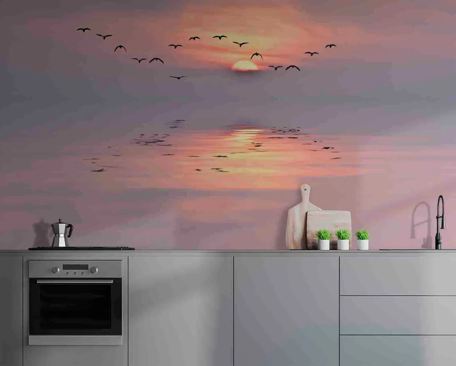 Papier peint Mouettes au coucher du soleil u53413