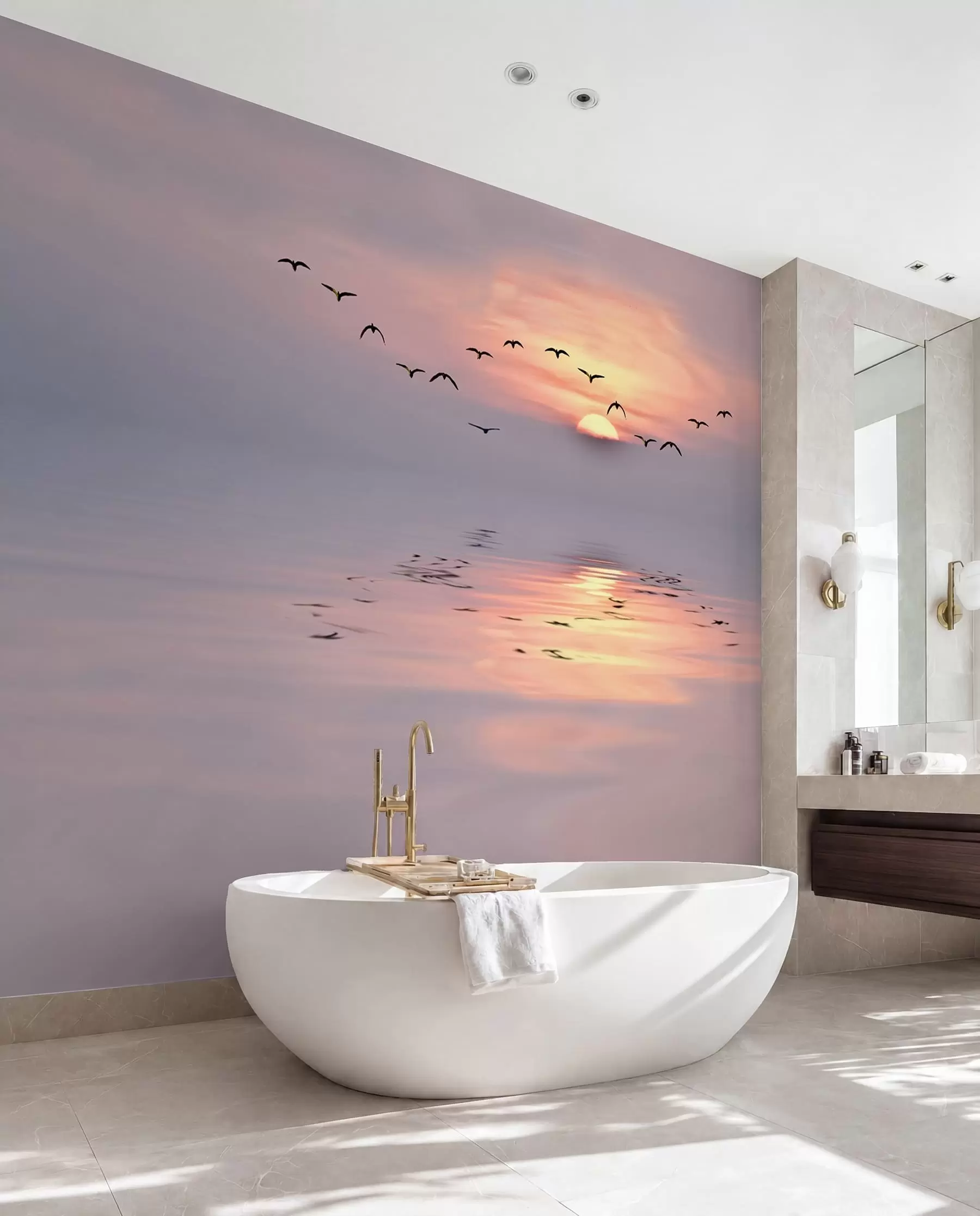 Papier peint Mouettes au coucher du soleil u53413