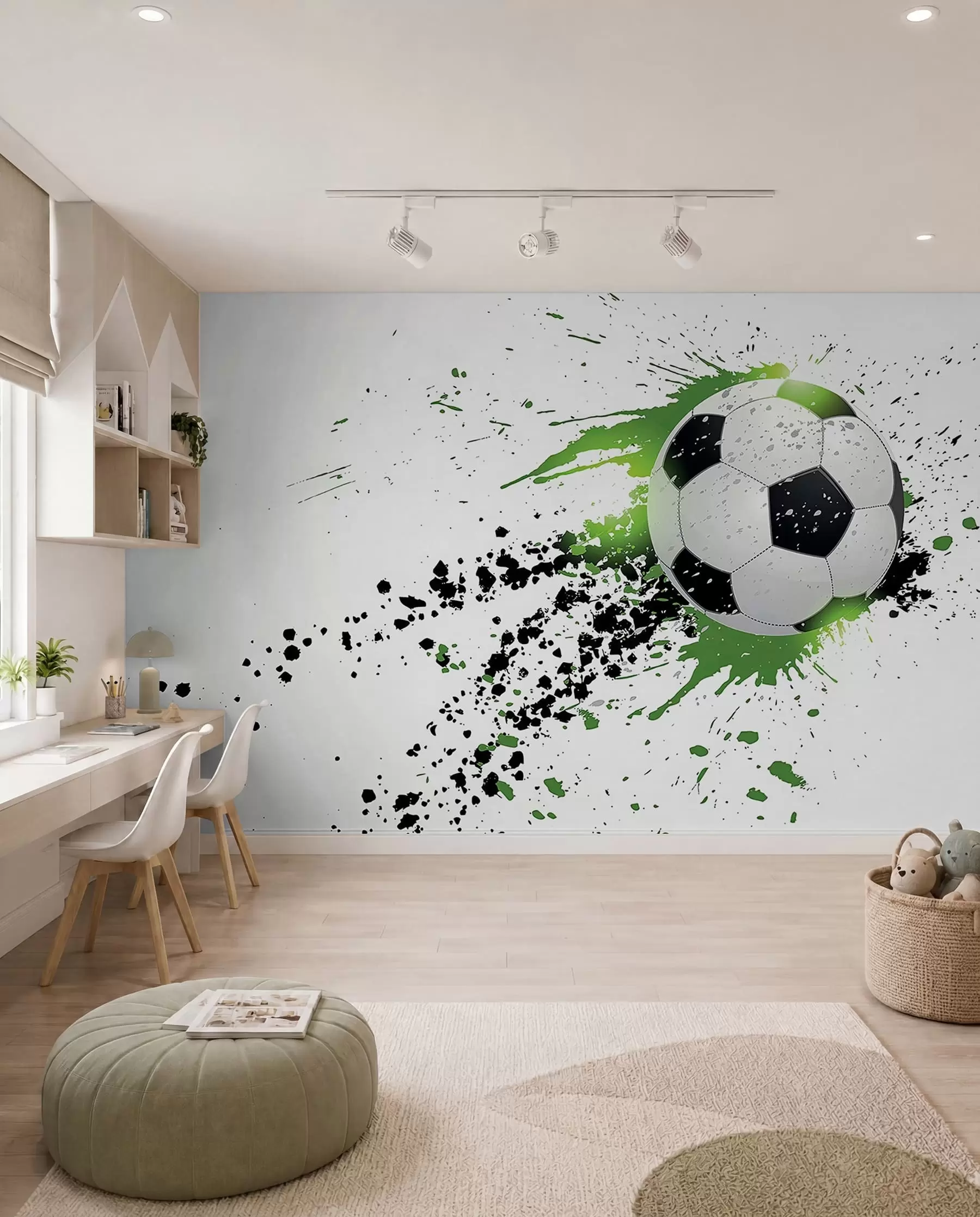 Papier peint Football en éclats verts u57431