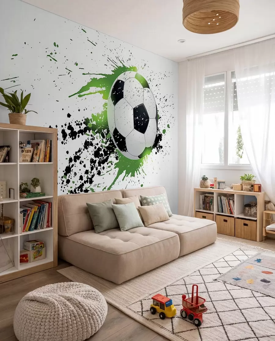 Papier peint Football en éclats verts u57431