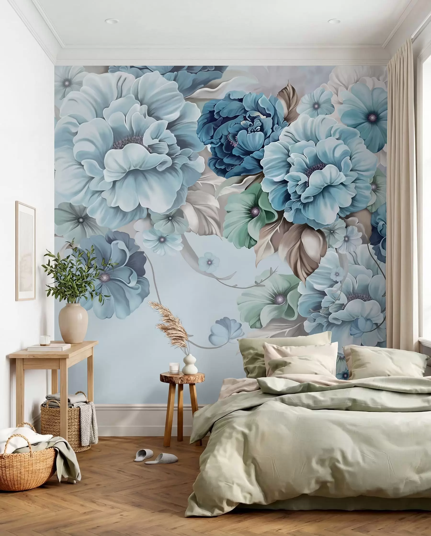 Papier peint Bouquet de fleurs bleues u59900