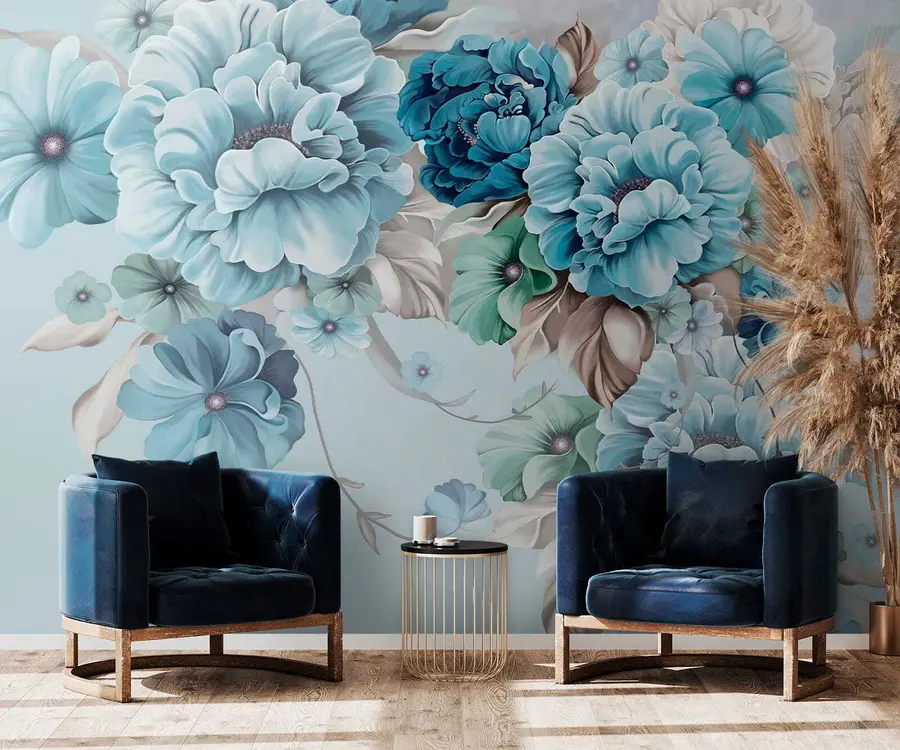 Papier peint Fleurs bleues délicates u59900