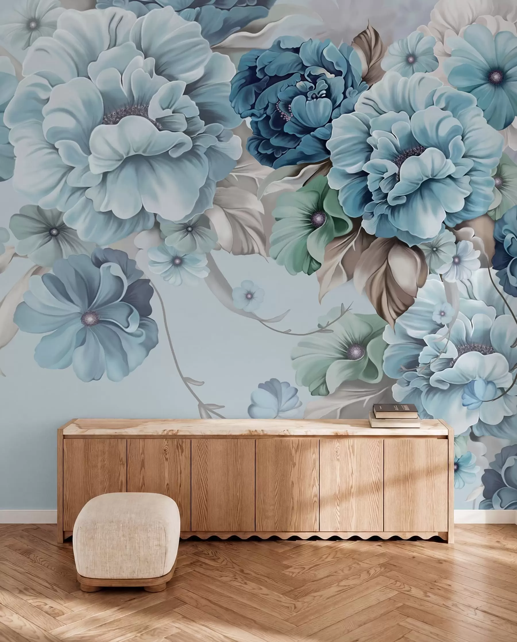 Papier peint Bouquet de fleurs bleues u59900