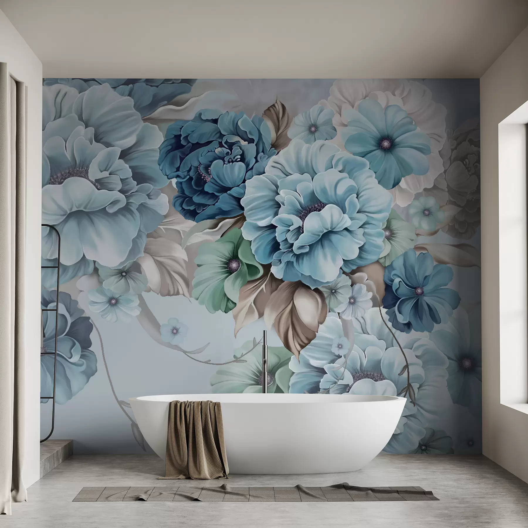 Papier peint Fleurs bleues délicates u59900
