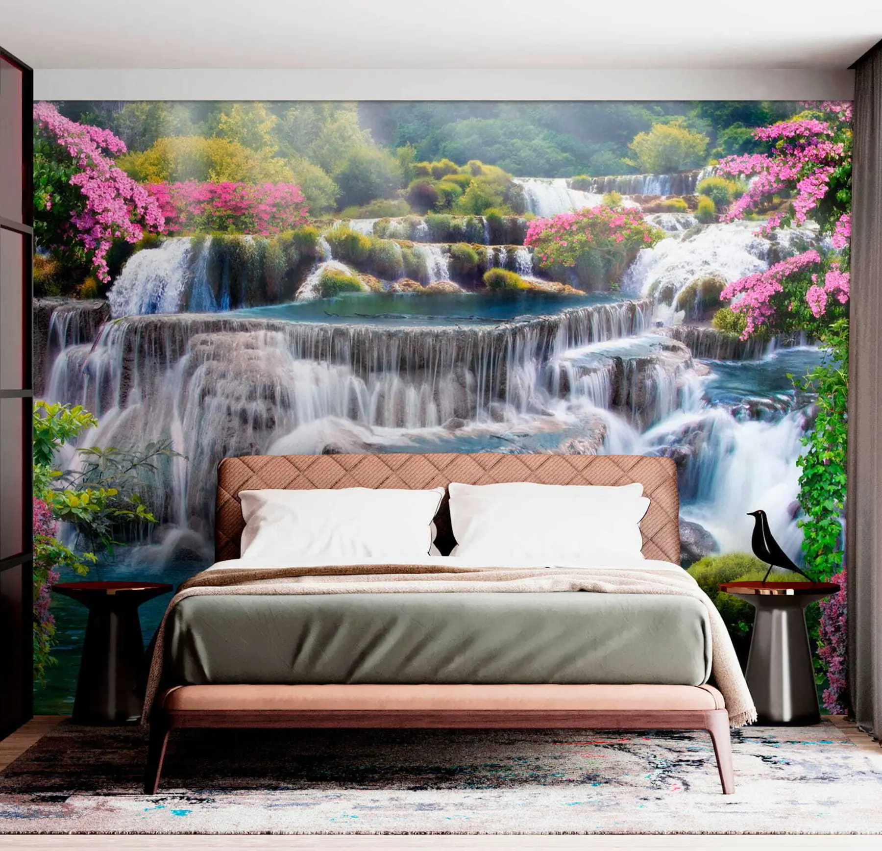 Papier peint Cascade et arbres en fleurs u60065