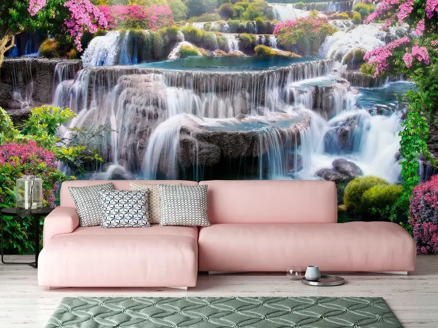 Papier peint Cascade et arbres en fleurs u60065