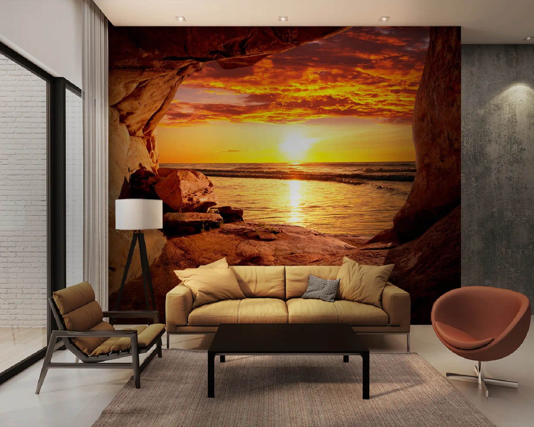 Papier peint Coucher de soleil dans les rochers u60242