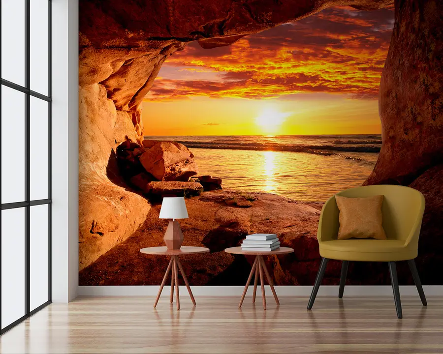 Papier peint Coucher de soleil dans les rochers u60242