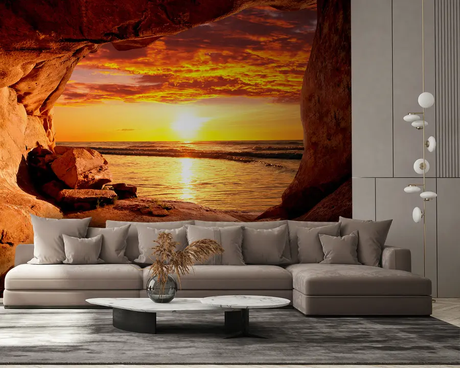 Papier peint Coucher de soleil dans les rochers u60242
