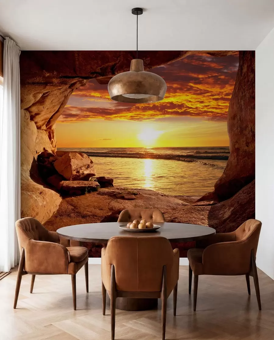 Papier peint Coucher de soleil dans les rochers u60242