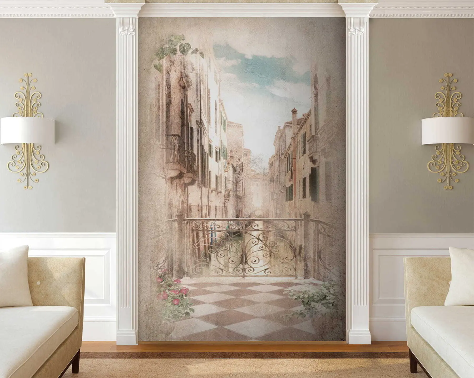 Papier peint Balcon, rue italienne u60320