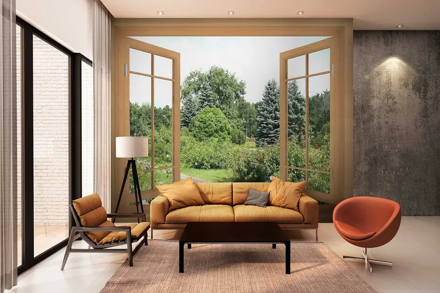 Papier peint Vue de la fenêtre sur la forêt u60673