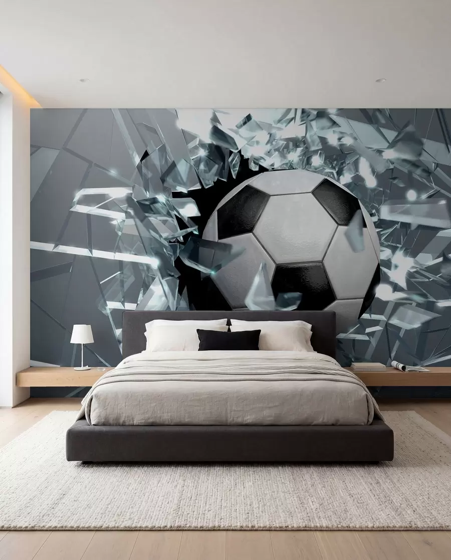 Papier peint Un ballon de foot casse du verre u64581