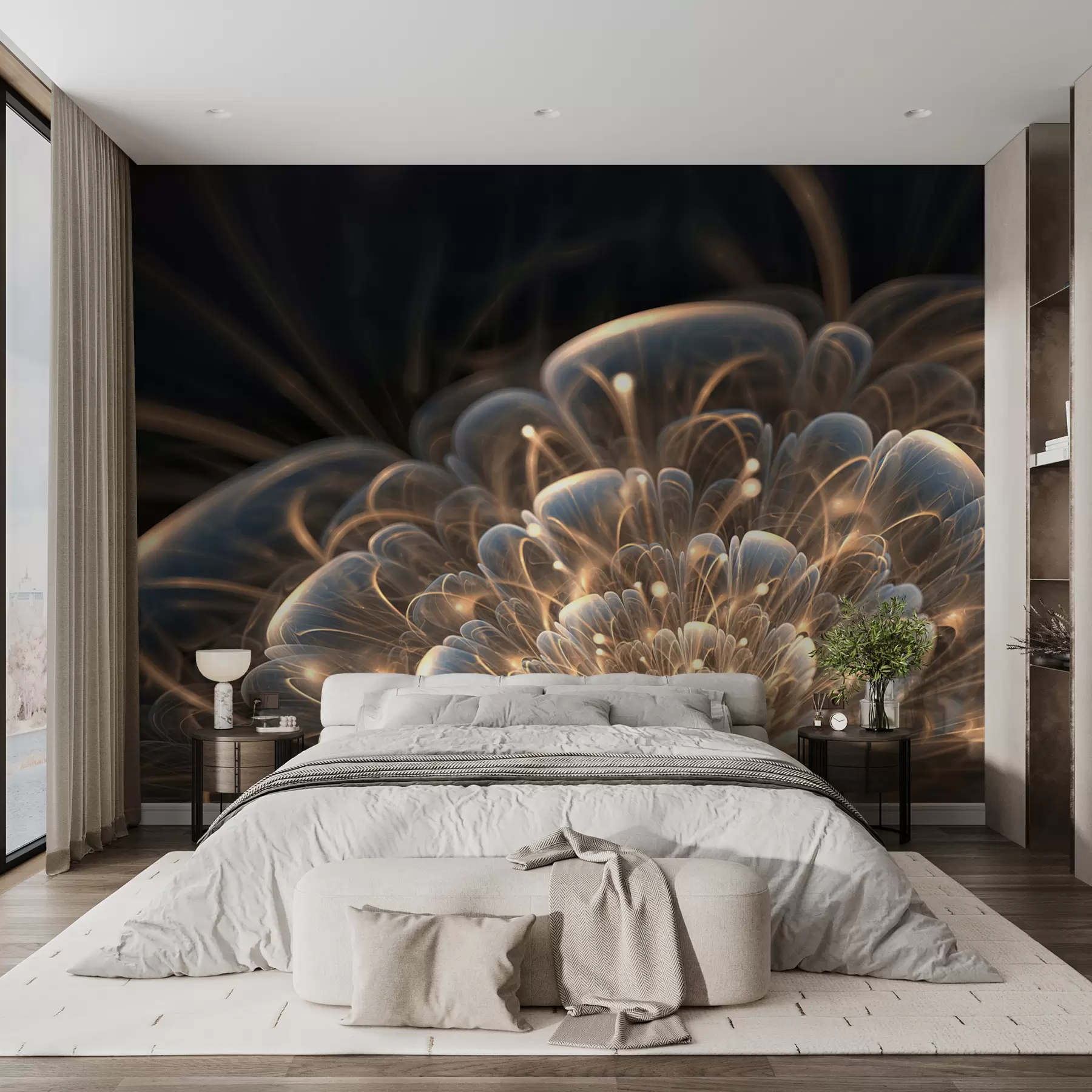 Papier peint Dessiner avec de la lumière sur un fond sombre u59705