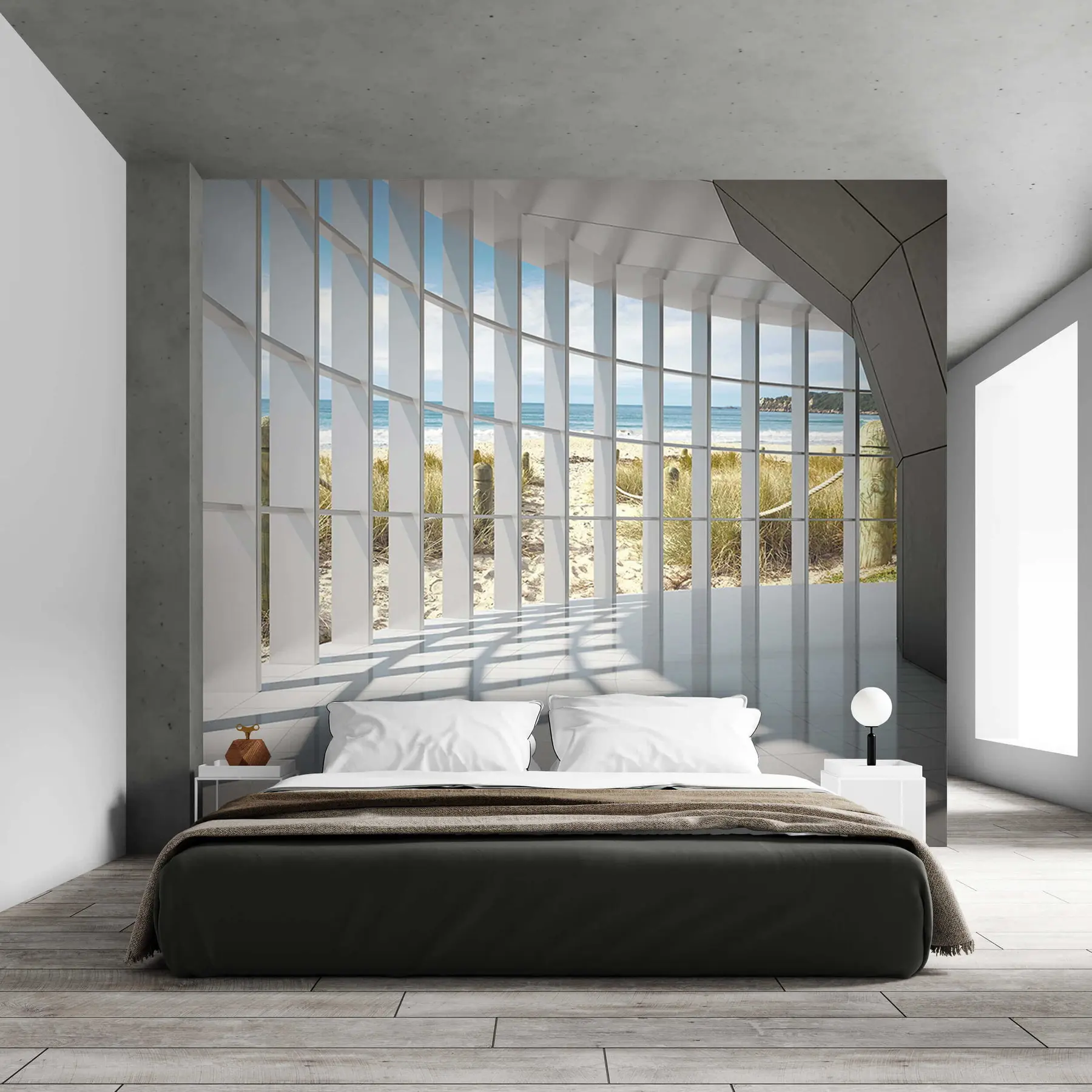 Papier peint Couloir 3D avec vue mer u70513