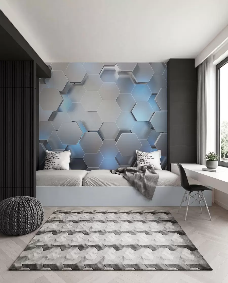 Papier peint Alvéoles bleu glacier u59733