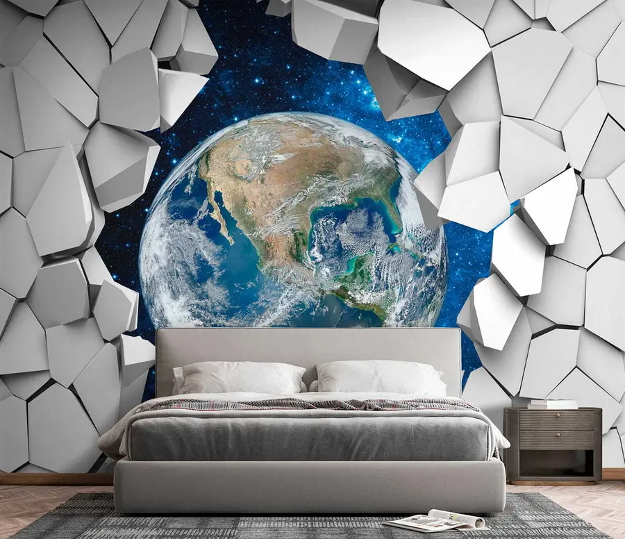 Papier peint Mur et planète 3D u77808