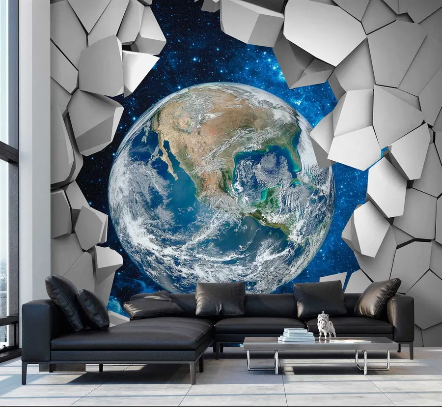 Papier peint Mur et planète 3D u77808