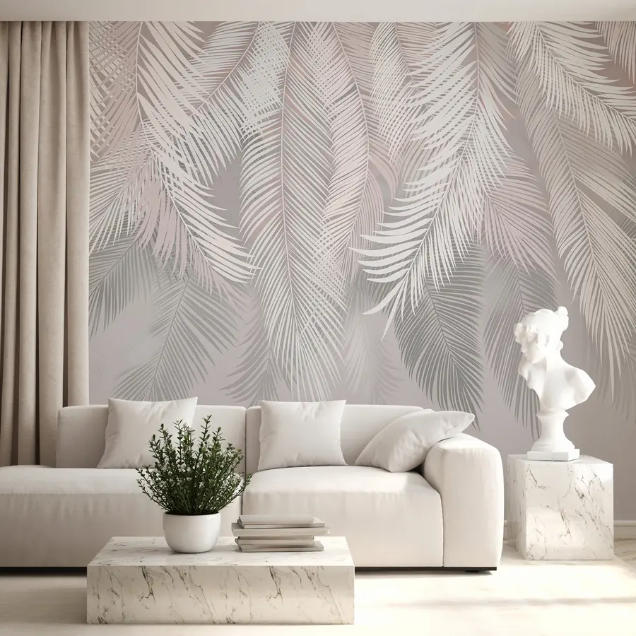 Papier peint Feuilles de palmier grises u48556