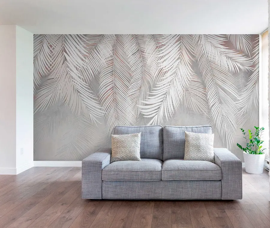 Papier peint Feuilles de palmier grises u48556