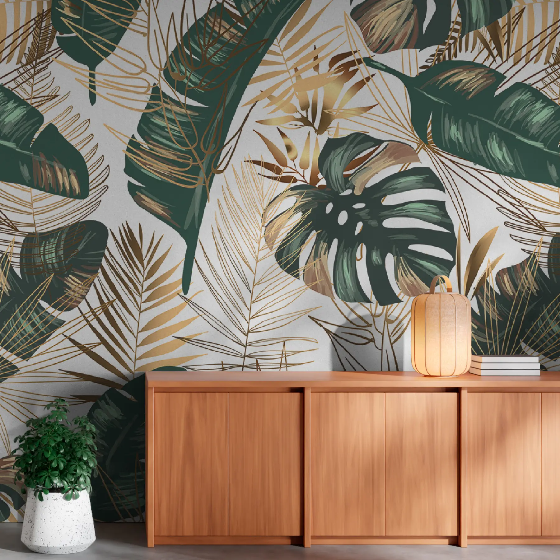 Papier peint Feuilles de bananier et feuilles de palmier u53279