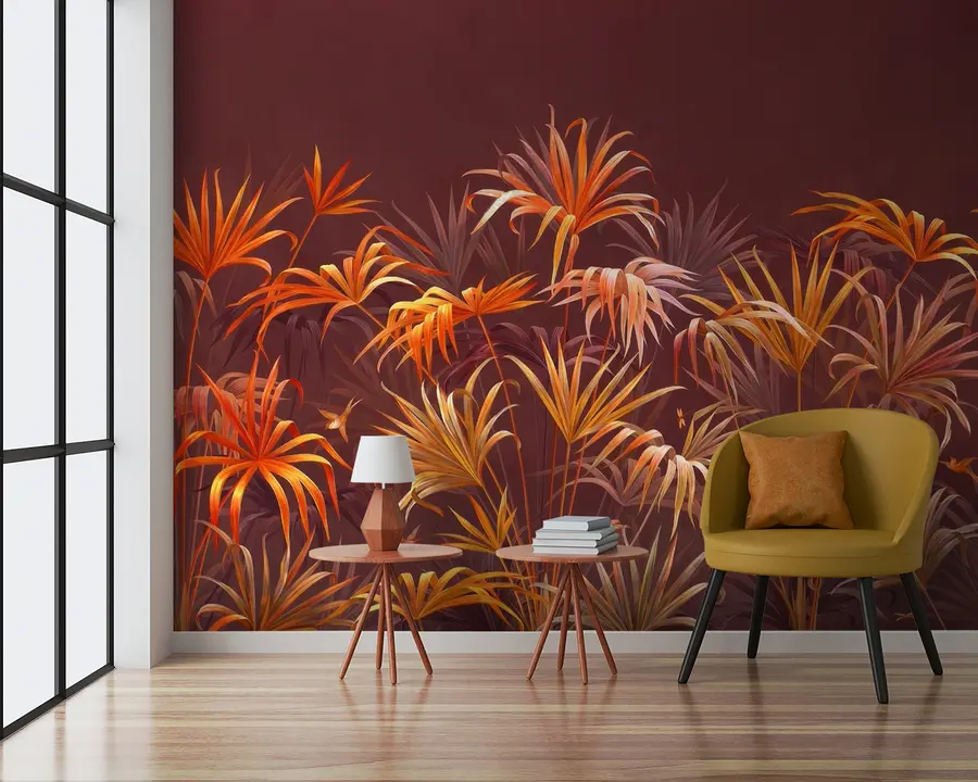 Papier peint Palmiers tropicaux oranges u58939v1