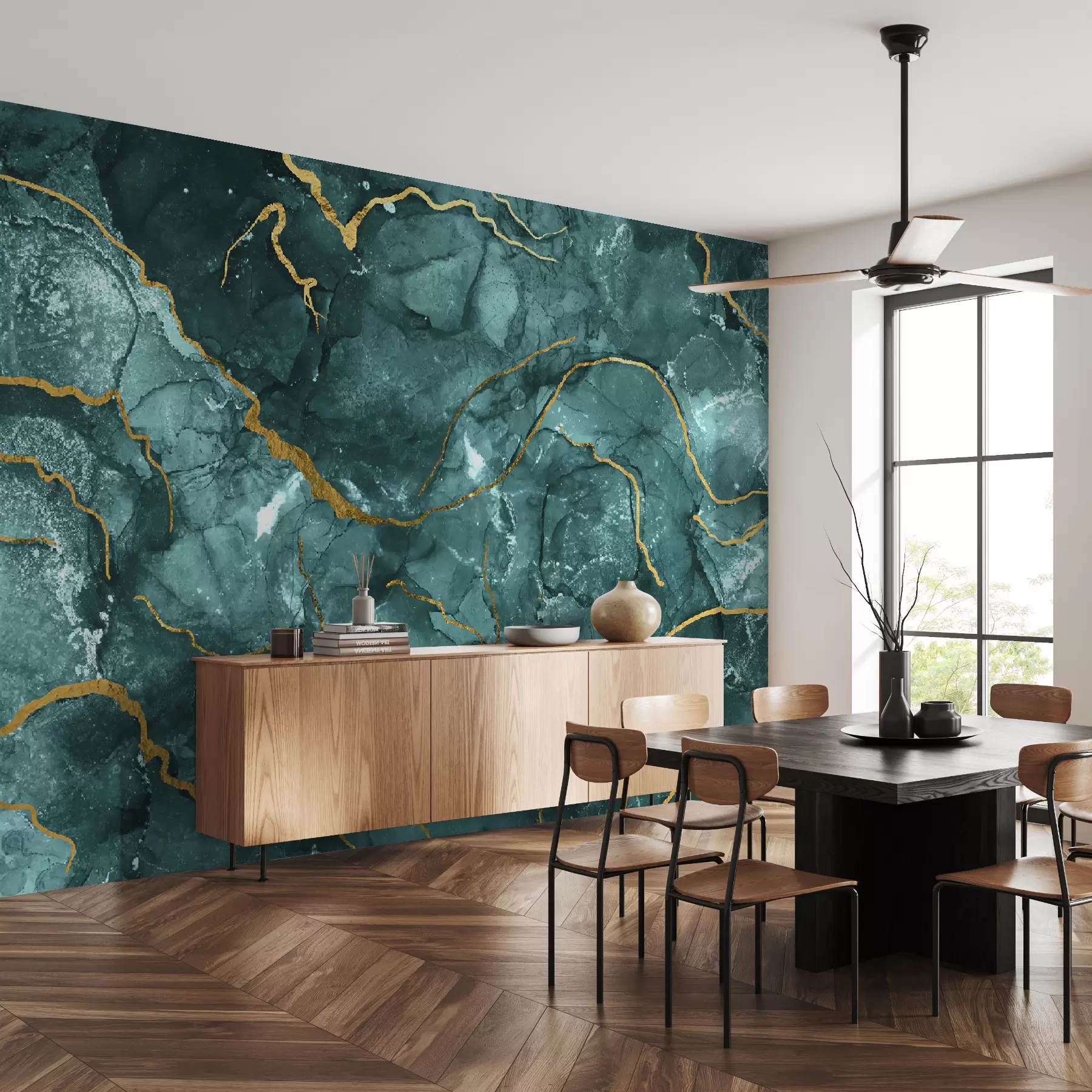 Papier peint Art abstrait turquoise, marbre, fluide u70782