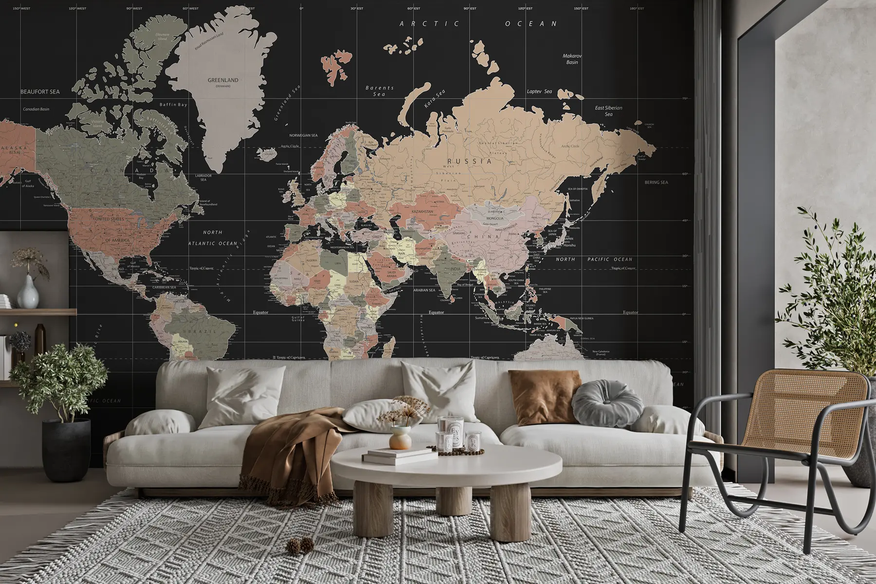 Papier peint Carte détaillée du monde u99477