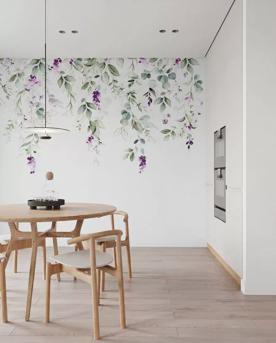 Papier peint composition à l'aquarelle avec des fleurs de lavande u99687