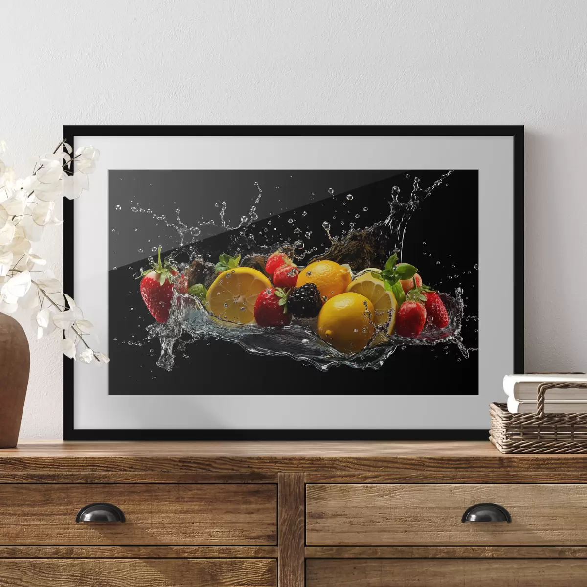 Poster Fruits dans un filet d'eau f37044