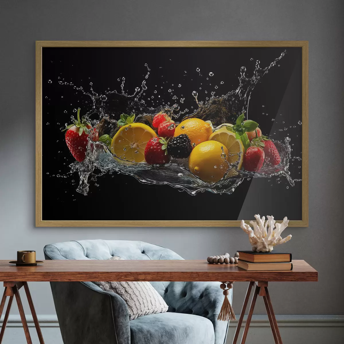 Poster Fruits dans un filet d'eau f37044