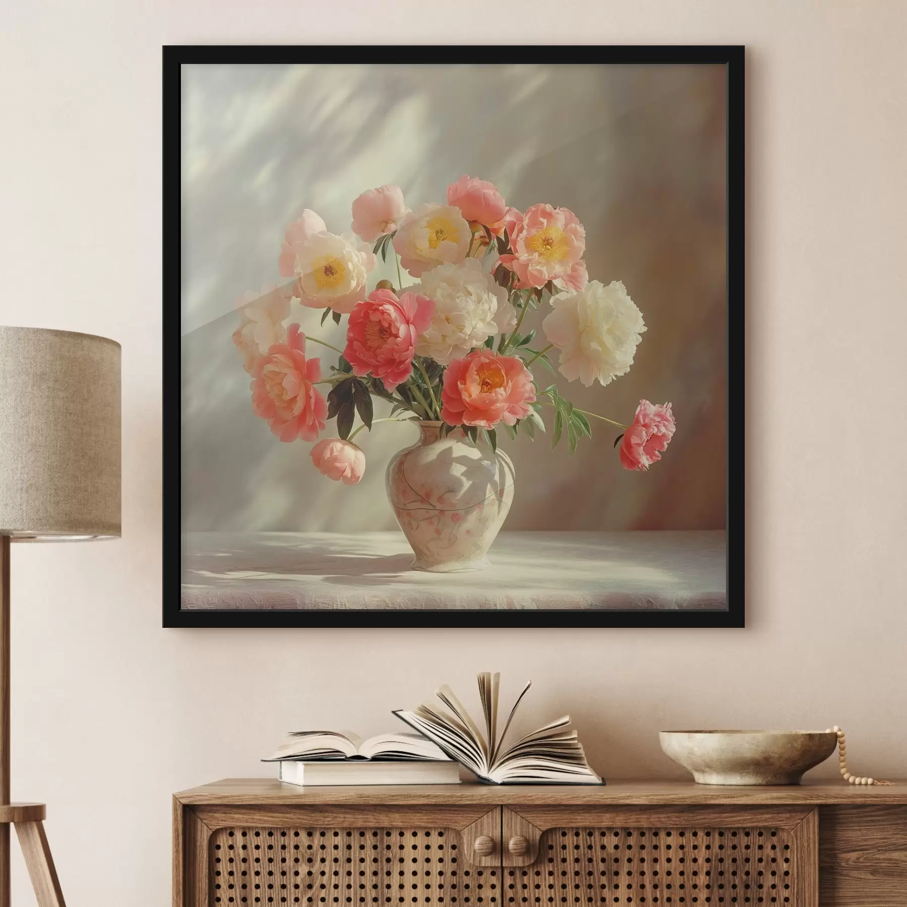 Tableau Pivoines aux couleurs vives f37373