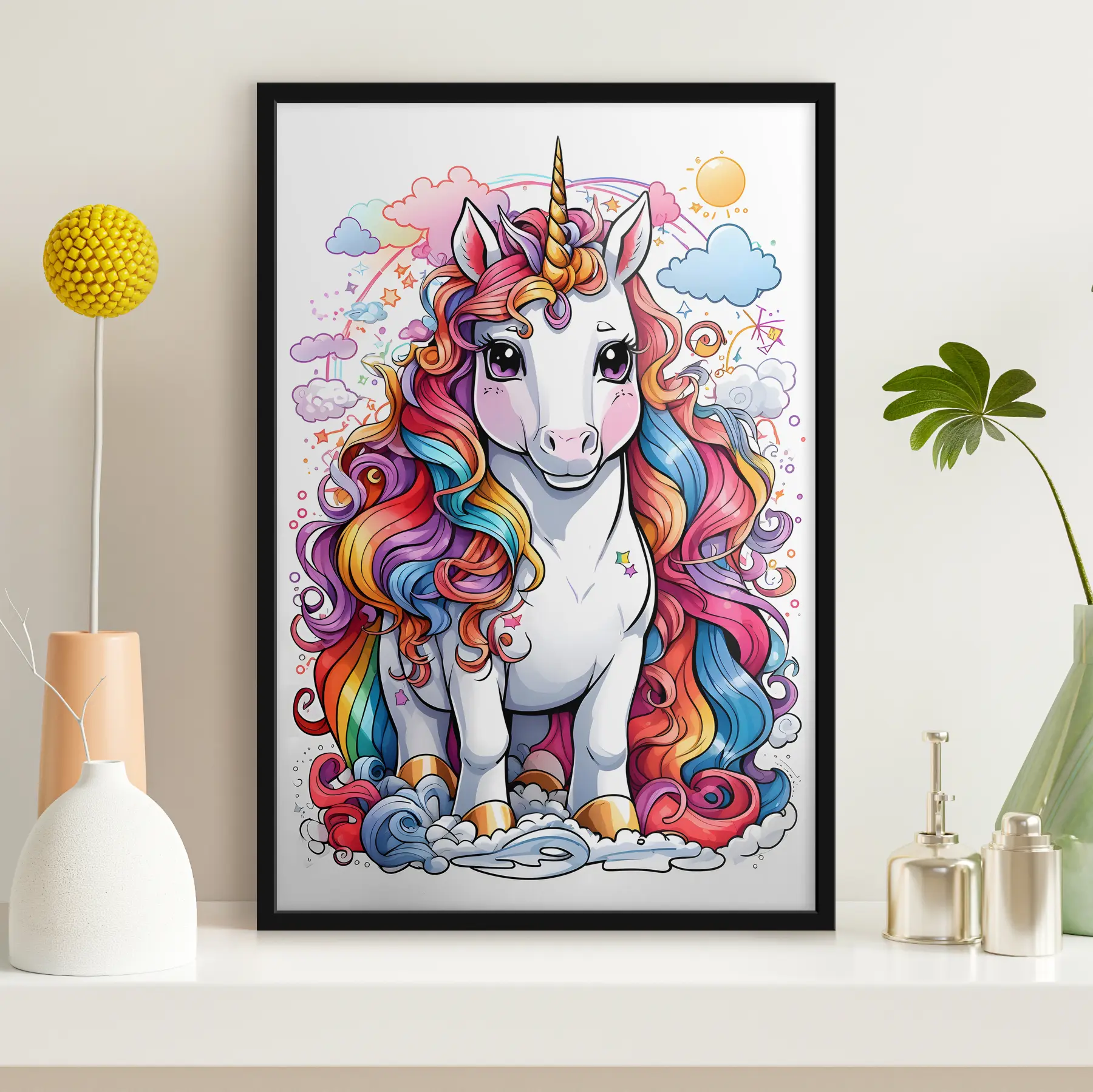 Tableau Licorne multicolore f37766