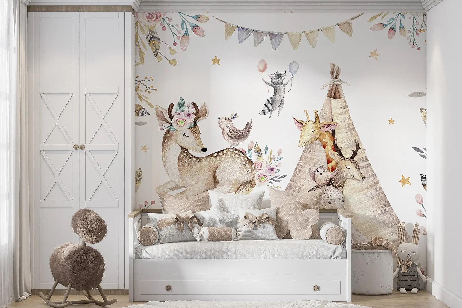 Papier peint Fête de conte de fées avec animaux u01584d1