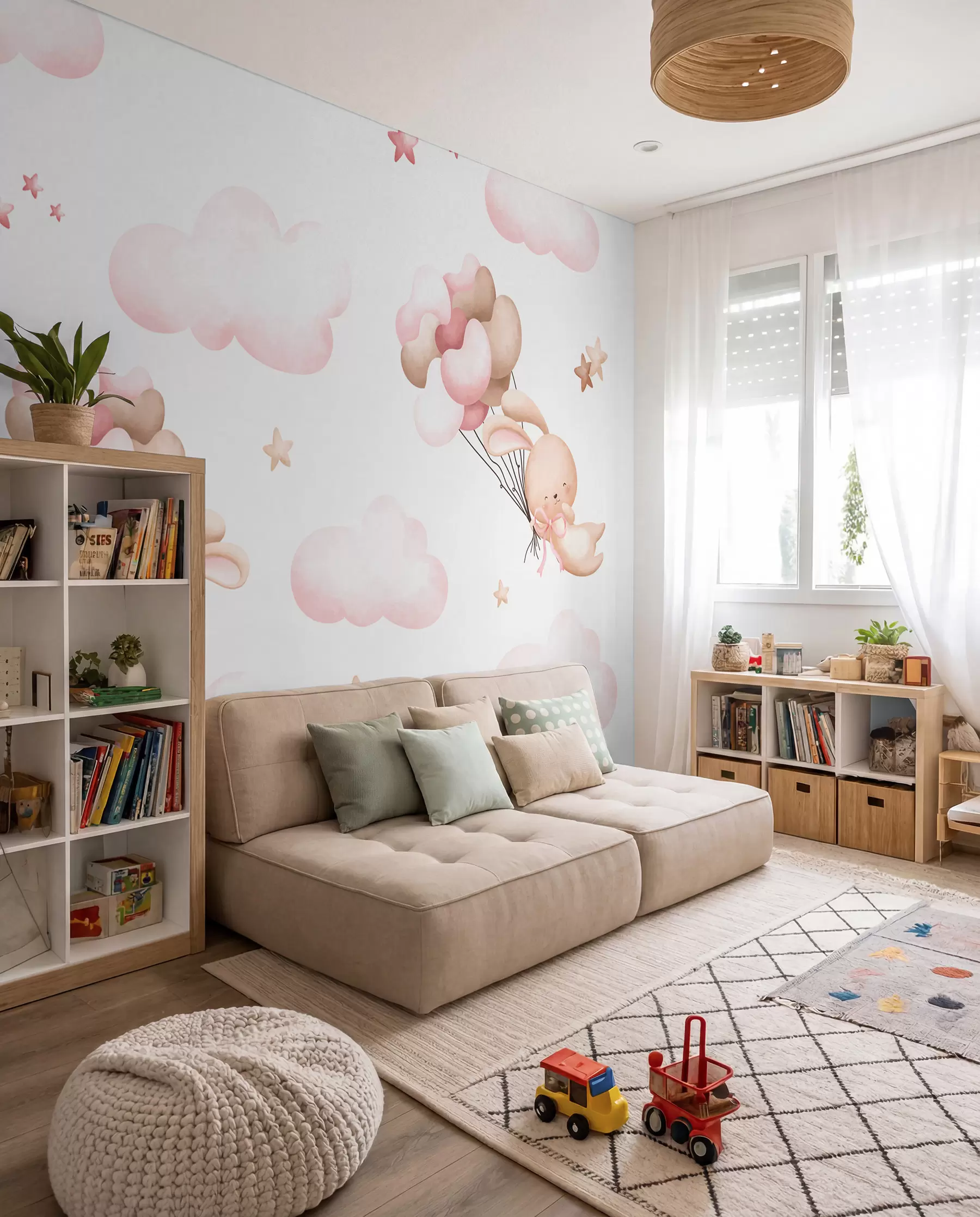 Papier peint Lapins en voyage en ballon I u95399d1