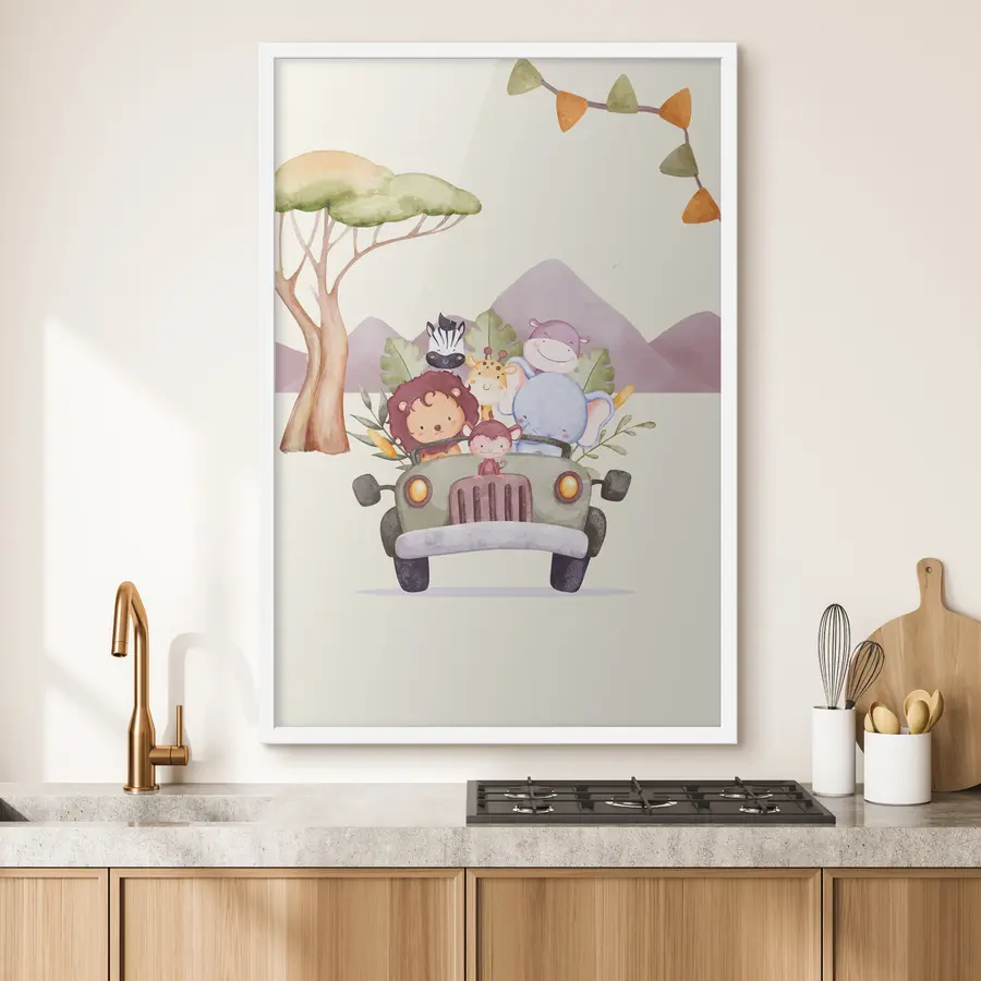 Papier peint Une route des animaux amusante f37915