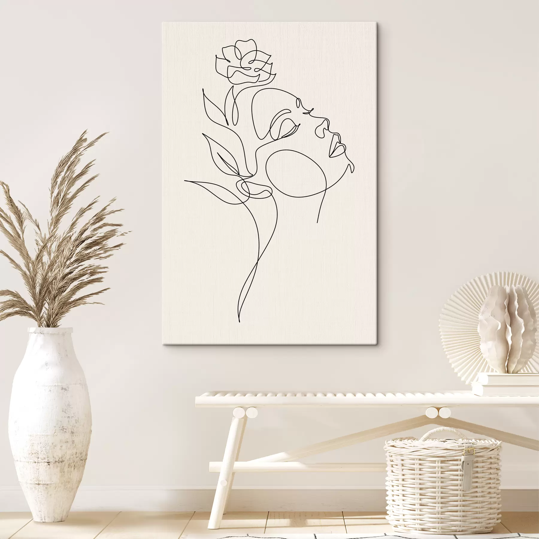 Papier peint Visage de femme, abstraction, ligne, naturel s38011