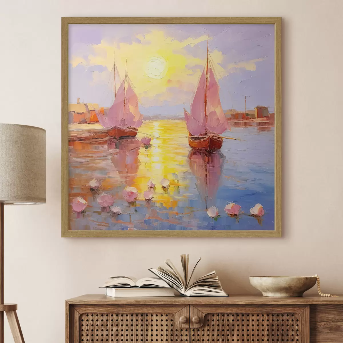 Poster Deux bateaux roses f37881