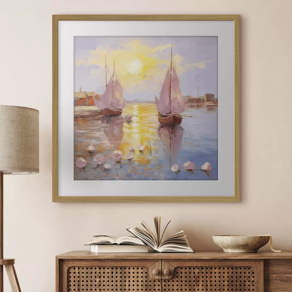 Poster Deux bateaux roses f37881