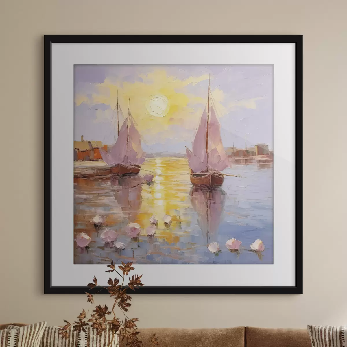Poster Deux bateaux roses f37881