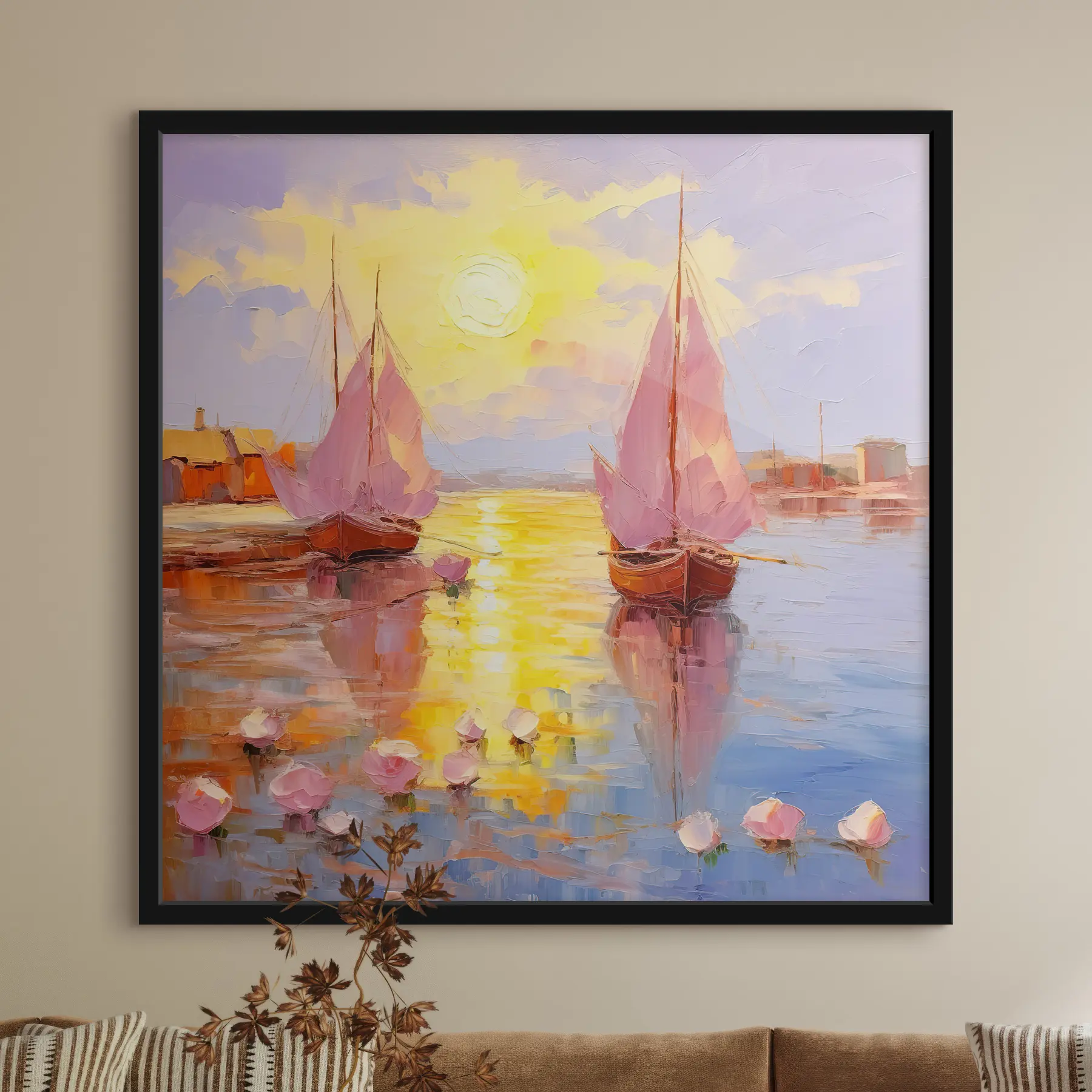 Papier peint Deux bateaux roses f37881