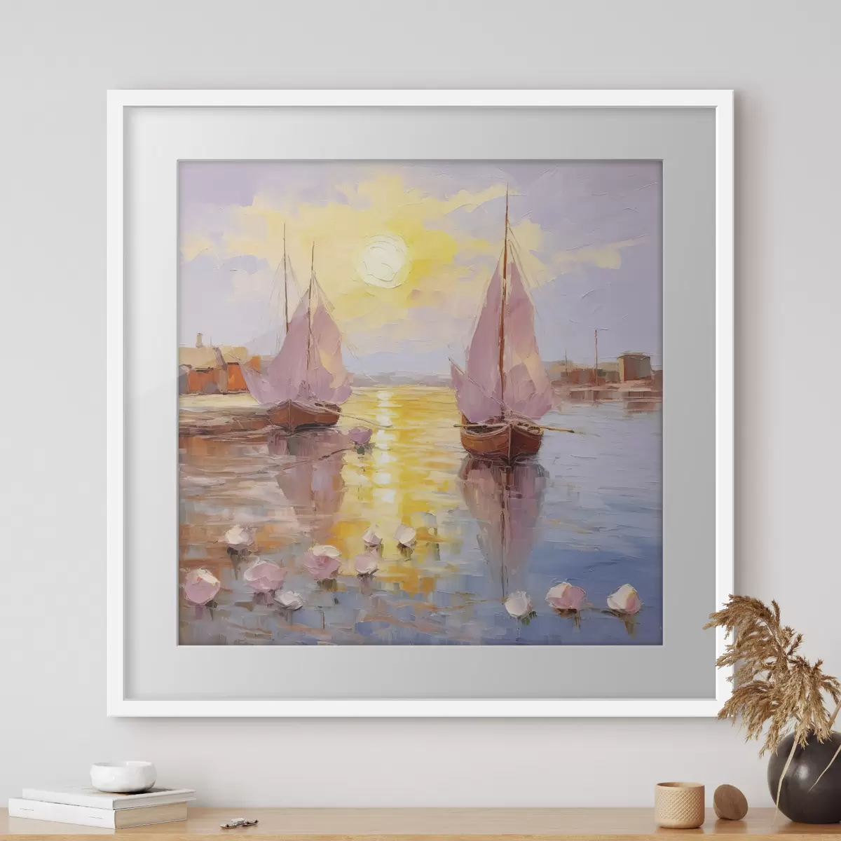 Poster Deux bateaux roses f37881