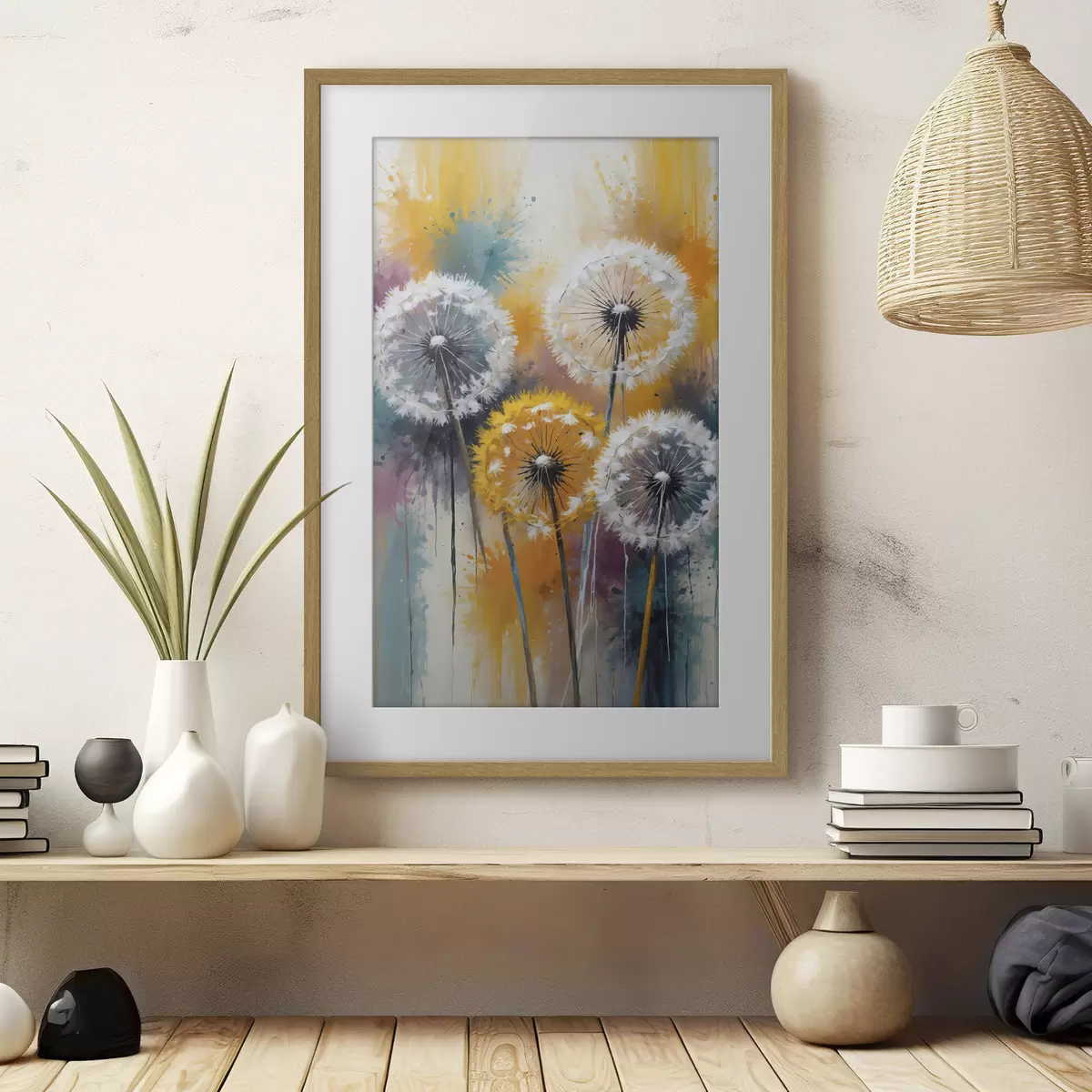Poster Pissenlits sur fond coloré f38060