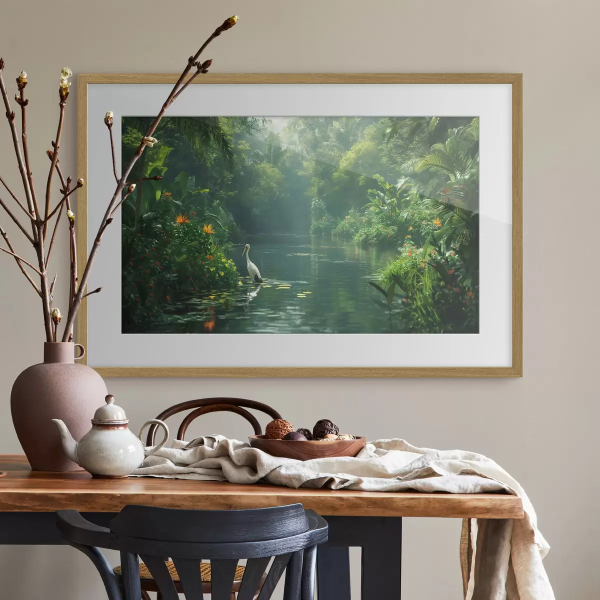 Poster Lac dans la forêt tropicale f38091