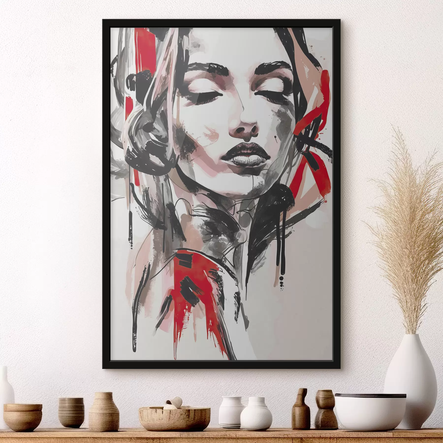 Papier peint Portrait d'une jeune fille avec des coups de pinceau f38224