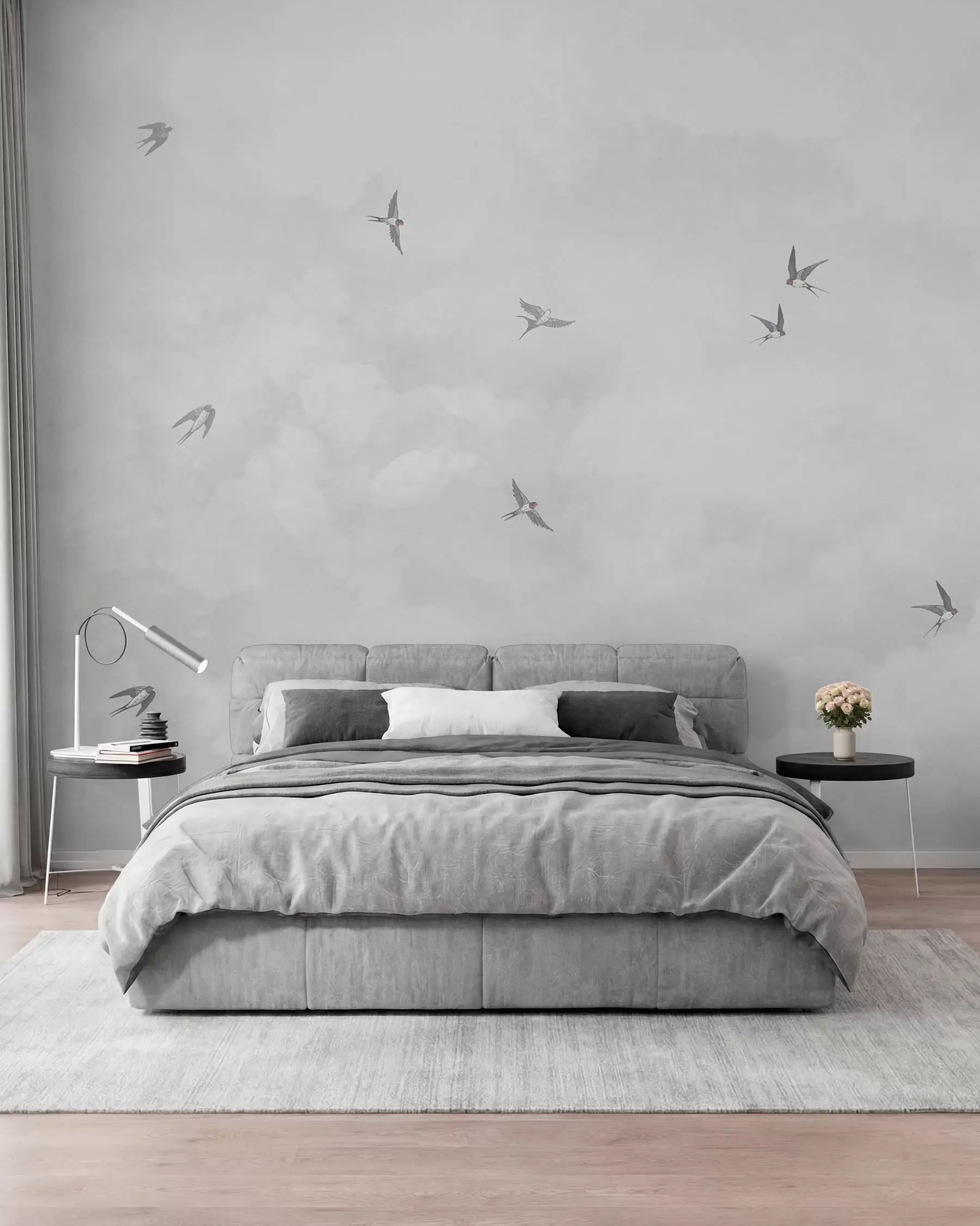 Papier peint Ciel gris avec des hirondelles w00526v1